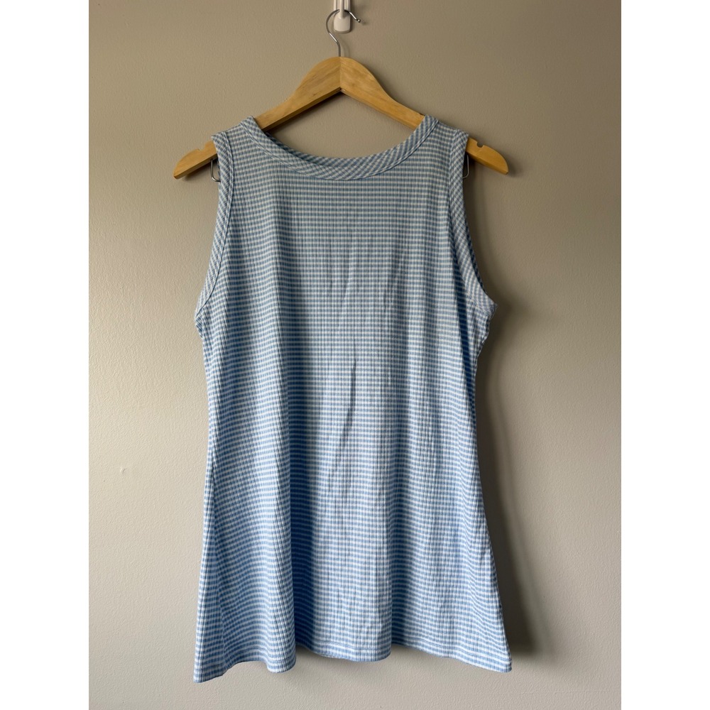Lane Bryant Blue White Gingham Ribbed Knit Sleeveless Tank Top Plus Size 14/16